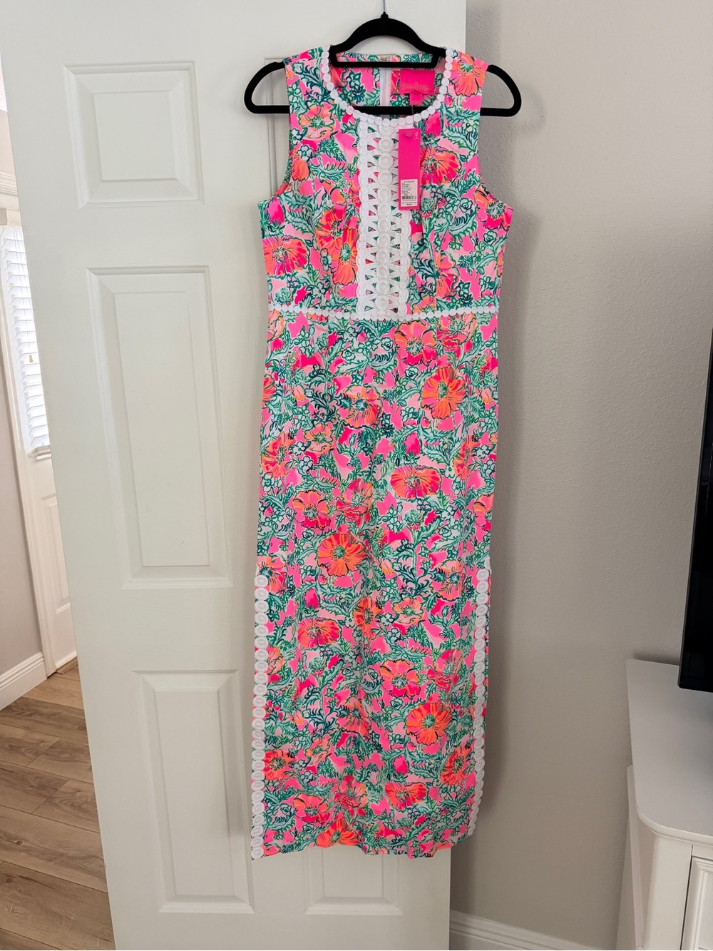 Lilly Pulitzer Pink and Green Floral Sleeveless Maxi Dress